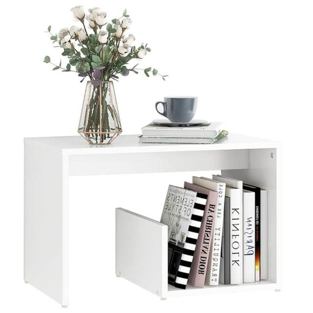 Berkfield Home Side Table White 59x36x38 cm Engineered Wood - Size: 59 x 36 x 38 cm - image 1