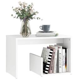 Berkfield Home Side Table White 59x36x38 cm Engineered Wood - Size: 59 x 36 x 38 cm - thumbnail 1