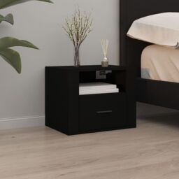 Berkfield Home Wall-mounted Bedside Cabinets 2 pcs Black 50x36x40 cm - Size: 50 x 36 x 40 cm - thumbnail 3