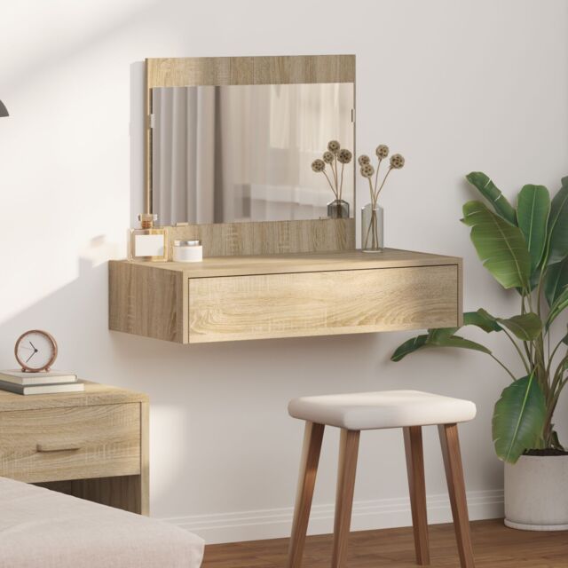 Berkfield Home Wall Hanging Dressing Table Sonoma Oak 83x40x70 cm in Beige - Size: 83 x 40 x 70 cm - image 1