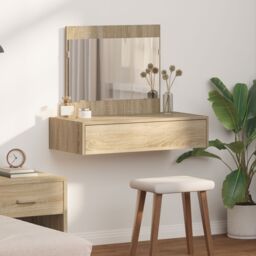 Berkfield Home Wall Hanging Dressing Table Sonoma Oak 83x40x70 cm in Beige - Size: 83 x 40 x 70 cm - thumbnail 1