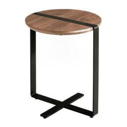 Angel Cerda Round Corner Side Table Walnut Veneer Top & Black