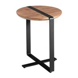 Angel Cerda Round Corner Side Table Walnut Veneer Top & Black - thumbnail 2