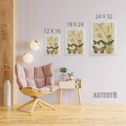 "Artery8 Butterflies & Dragonflies Canvas Wall Art Print Verneuil in Khaki - Size: W18"" x H24""" - thumbnail 4