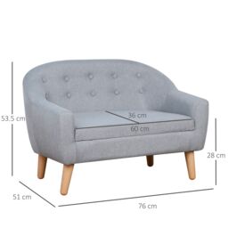 HOMCOM Kids Mini Sofa Armchair Seating Chair Bedroom Playroom Furniture Grey - thumbnail 3