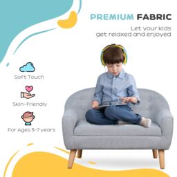 HOMCOM Kids Mini Sofa Armchair Seating Chair Bedroom Playroom Furniture Grey - thumbnail 5