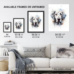 "Artery8 Wall Art Print Dalmatian Lovers Gift Watercolour Pet Portrait Painting Artwork Art Framed - Size: W12"" x H16""" - thumbnail 3