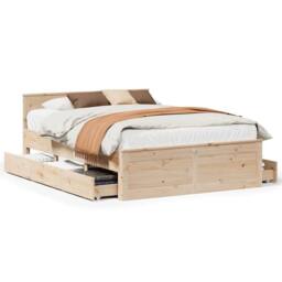 Berkfield Home Durable Bed Frame without Mattress with Headboard 140x190 cm Soli in Light Tan - thumbnail 3