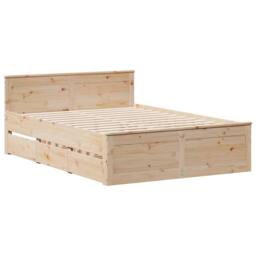 Berkfield Home Durable Bed Frame without Mattress with Headboard 140x190 cm Soli in Light Tan - thumbnail 1