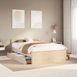 Berkfield Home Durable Bed Frame without Mattress with Headboard 140x190 cm Soli in Light Tan - thumbnail 2
