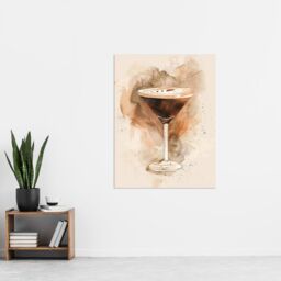 "Artery8 Classic Espresso Martini Cocktail Watercolour Wall Art Print in Brown - Size: W24"" x H32""" - thumbnail 4
