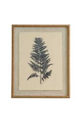 KDMD Flora & Fauna Beech Fern Linen Wall Art with Beaded Frame in Brown - thumbnail 1
