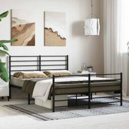 Berkfield Home Metal Bed Frame with Headboard & Footboard Black 160x200 cm - thumbnail 4