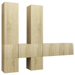 Berkfield Home 7 Piece TV Cabinet Set Sonoma Oak Engineered Wood in Brown - thumbnail 2
