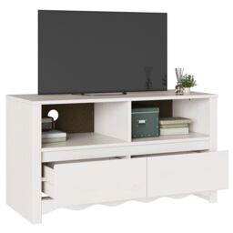 "Berkfield Home TV Cabinet ""DRAMMEN"" White 99x43x55 cm Solid Wood Pine - Size: 99 x 43 x 55 cm" - thumbnail 3