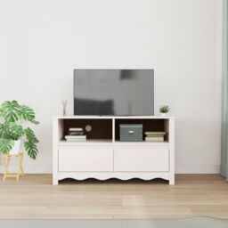 "Berkfield Home TV Cabinet ""DRAMMEN"" White 99x43x55 cm Solid Wood Pine - Size: 99 x 43 x 55 cm" - thumbnail 4