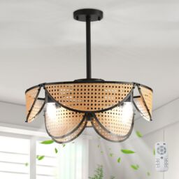 Garwarm 7- Blade 51cm Ceiling Fan with Remote Control & Light Kit Included in Black - thumbnail 1