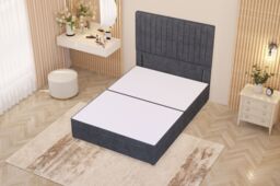 "Somnior Eleanor Divan Bed with 54"" Floor Standing Headboard Velvet in Charcoal - Size: Small Single" - thumbnail 3