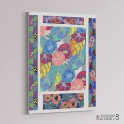 "Artery8 Vibrant Flower Pattern Benedictus Vintage Canvas Wall Art - Size: W18"" x H24""" - thumbnail 2