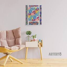 "Artery8 Vibrant Flower Pattern Benedictus Vintage Canvas Wall Art - Size: W18"" x H24""" - thumbnail 3