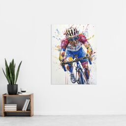 "Artery8 Male Cyclist Action Shot Watercolour Cycling Wall Art Print - Size: W24"" x H32""" - thumbnail 4