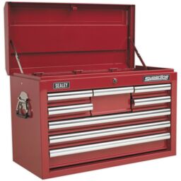 Loops 660 x 315 x 430mm RED 8 Drawer Topchest Tool Chest Lockable Storage Unit Cabinet - thumbnail 3