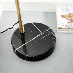 Loops Floor Lamp Light - Matt Antique Brass & Opal Glass - 40W E27 - Complete Lamp in Clear - thumbnail 4