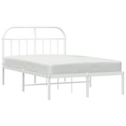 Berkfield Home Metal Bed Frame with Headboard White 120x200 cm - Size: Small Double - thumbnail 5