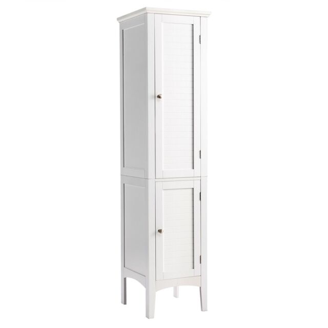 Costway 5-Tier Bathroom High Cabinet Tall Narrow Storage Cabinet Organizer in White - image 1