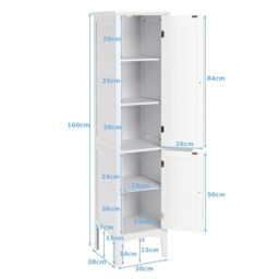 Costway 5-Tier Bathroom High Cabinet Tall Narrow Storage Cabinet Organizer in White - thumbnail 2