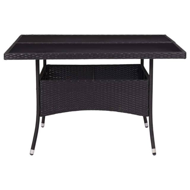 Berkfield Home Outdoor Dining Table Black Poly Rattan & Glass - image 1