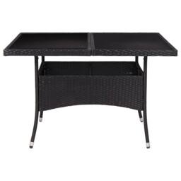 Berkfield Home Outdoor Dining Table Black Poly Rattan & Glass - thumbnail 3