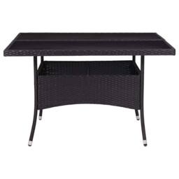 Berkfield Home Outdoor Dining Table Black Poly Rattan & Glass