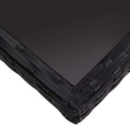 Berkfield Home Outdoor Dining Table Black Poly Rattan & Glass - thumbnail 4