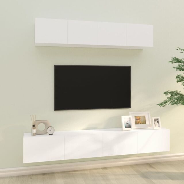Berkfield Home 4 Piece TV Cabinet Set White Engineered Wood - image 1