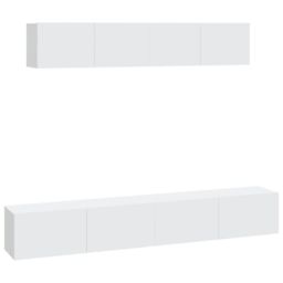 Berkfield Home 4 Piece TV Cabinet Set White Engineered Wood - thumbnail 2