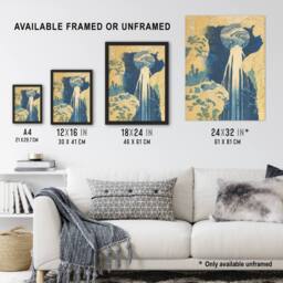 "Artery8 The Amida Waterfall Vintage Japan Wall Art Print Hokusai in Blue - Size: W12"" x H16""" - thumbnail 3