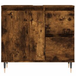 Berkfield Home Bathroom Cabinet Smoked Oak 65x33x60 cm Engineered Wood in Brown - Size: 65 x 33 x 60 cm - thumbnail 5