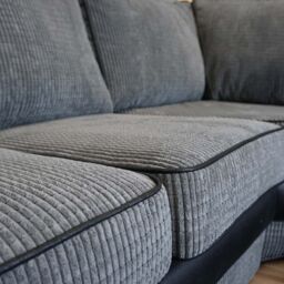 Furnishings For Less UK Large Portland Fabric & Leather Long 5 Seater L Shaped Corner Sofa Roll Arm Fullback Right Hand Facing in Grey - thumbnail 2
