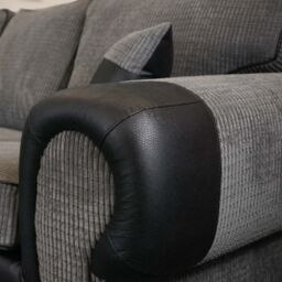 Furnishings For Less UK Large Portland Fabric & Leather Long 5 Seater L Shaped Corner Sofa Roll Arm Fullback Right Hand Facing in Grey - thumbnail 5