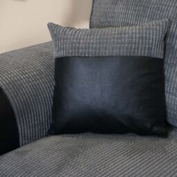Furnishings For Less UK Large Portland Fabric & Leather Long 5 Seater L Shaped Corner Sofa Roll Arm Fullback Right Hand Facing in Grey - thumbnail 4