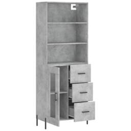 Berkfield Home Highboard Concrete Grey 69.5x34x180 cm Engineered Wood - thumbnail 4