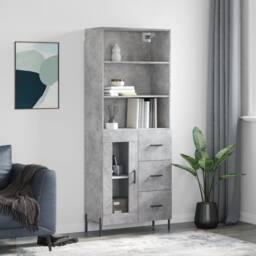 Berkfield Home Highboard Concrete Grey 69.5x34x180 cm Engineered Wood - thumbnail 2