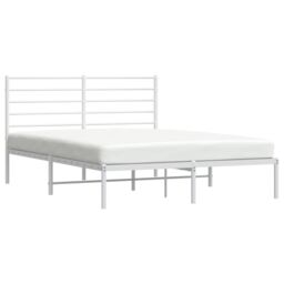 Berkfield Home Metal Bed Frame with Headboard White 120x190 cm Small Double - thumbnail 4