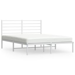 Berkfield Home Metal Bed Frame with Headboard White 120x190 cm Small Double - thumbnail 2