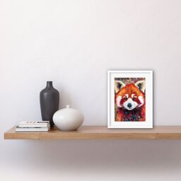 "Artery8 Wall Art Print Red Panda Portrait Multicoloured Folk Artwork Framed 9X7 Inch in White - Size: W7"" x H9""" - thumbnail 2