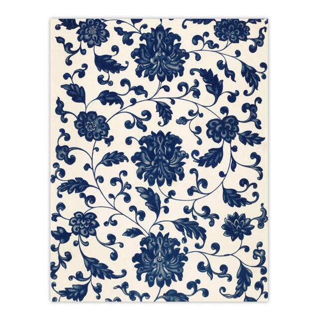 "Artery8 Owen Jones Elegant Blue Flower Textile Motif Wall Art Print - Size: W12"" x H16""" - image 1
