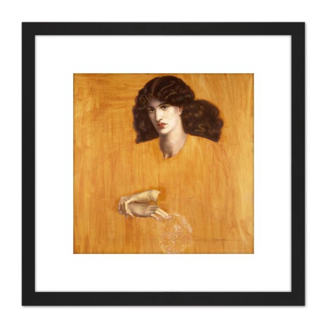 Artery8 Rossetti La Donna Della Finestra Lady Pity Painting 8X8 Inch Square Wooden Framed Wall Art Print Picture with Mount in Black - image 1