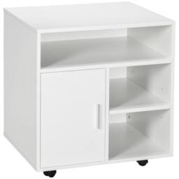HOMCOM Multi-Storage Printer Unit Office Organisation w/ 5 Compartments in White - thumbnail 2