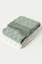 Homescapes Diamond Cotton Tufted Throw in White - Size: 125 cm x 150 cm - thumbnail 6